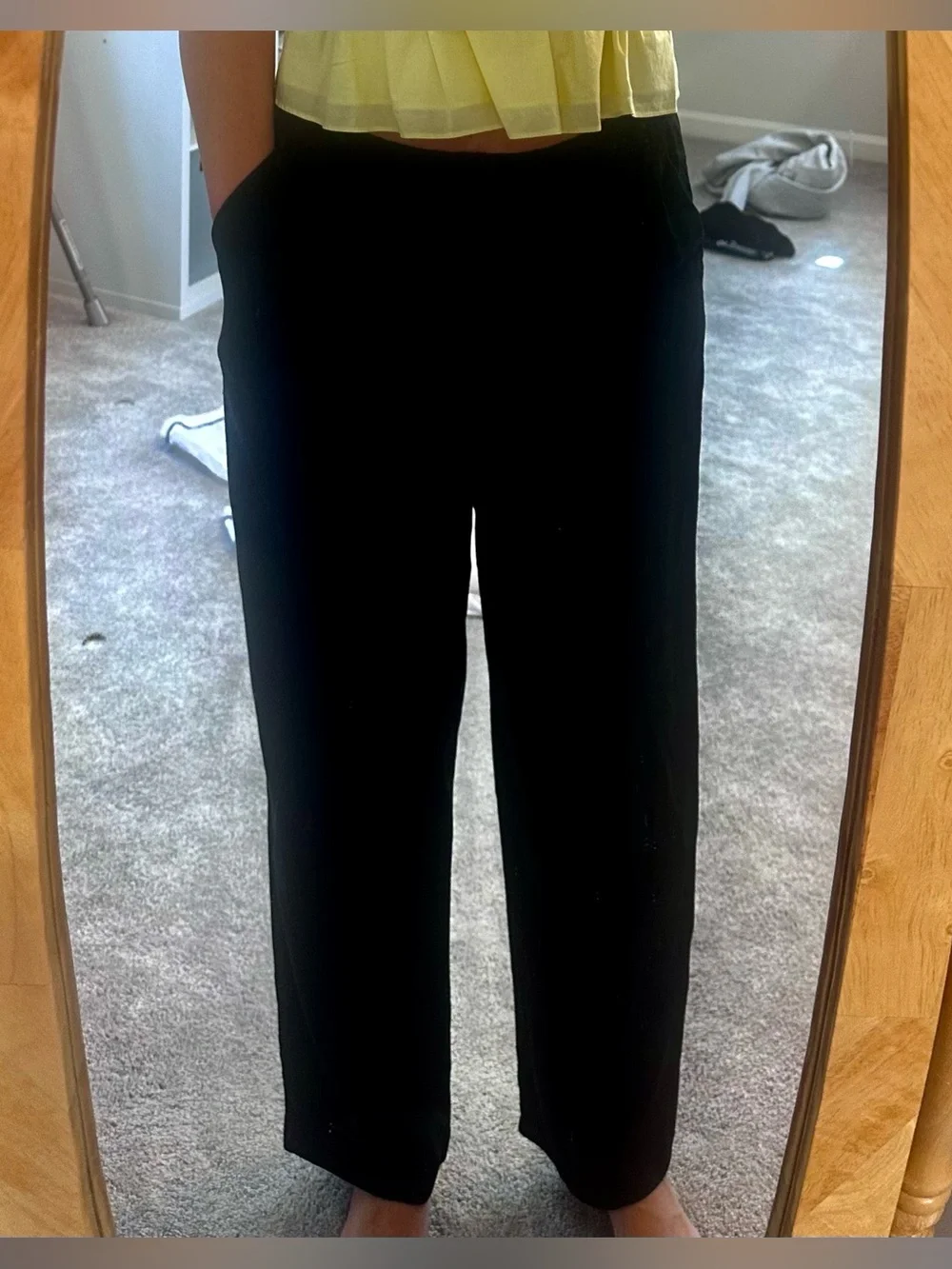 Women’s linen Black Casual Elastic-Waist Pants